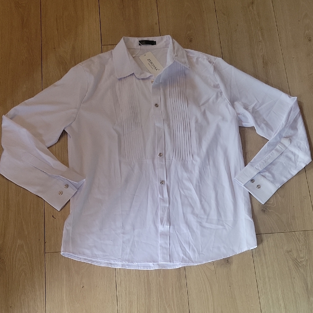 Amazon Elegant Light Purple Women's Button Down Shirt